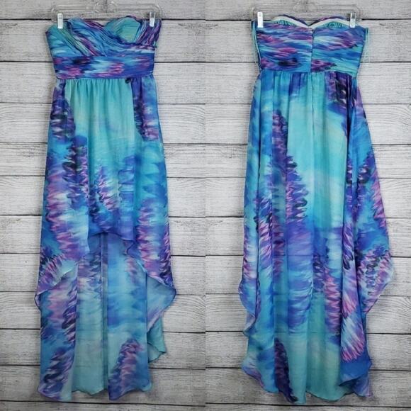 Watercolor High Low Strapless Dress - Picture 2 of 7